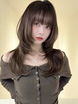 アイトーキョーエス 渋谷(AI TOKYO S)&nbsp;ハッシュカットロングウルフダブルカラーブラウンベージュ前髪