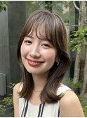 切りっぱなしボブエアリーロング美髪ピンクブラウン