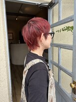 ワンネスヘアーサロン(oneness hair salon)&nbsp;レッドカラーのウルフショートヘア