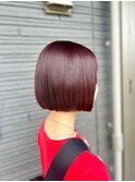 【韓国ヘア】ミニボブ　ブラッディレッド