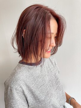 フープヘアー(HOOP.HAIR) レイヤーボブ×バーガンディカラー