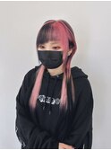 エクステ/ピンク/黒ピンク/ロングウルフ