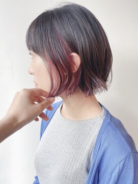 モリオフロムロンドン 原宿本店(morio from London) 【morio 原宿】インナーカラー ミニボブ ピンク