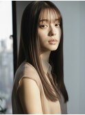 20代30代/ストレート縮毛矯正髪質改善グレージュ前髪あり越谷