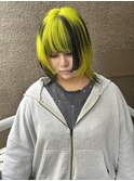 ミルクベージュクラゲヘアダブルカラーインナーボブケアブリーチ