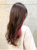インナーカラー ダブルカラー ケアブリーチ ピンクブラウン