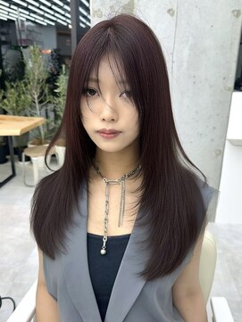 ビューブルー 亀戸錦糸町(VIEW BLUE) 美髪カールピンクブラウン韓国レイヤーロングセミディ顔周り前髪