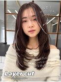 レイヤーロング20代30代40代大人可愛い毛先ワンカール後れ毛