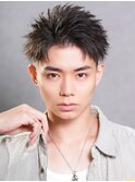シャープオールバックショート