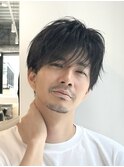 シースルーバングセンターパートスパイキーショートメンズカット