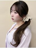 >>お顔をカバーする似合わせカット◎オリーブベージュで透明感♪