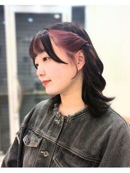 ルージュミュー(ROUGE mieux)の写真/【ポイントカラー】デザインカラーで魅せる透明感と艶！髪質改善を同時に叶えて思い通りの理想の髪型へ♪