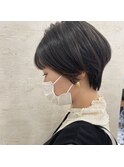 ハンサムショート_黒髪ショート_ひし形ショートボブ