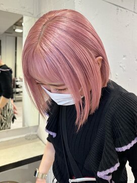ベレーザ 渋谷(BELEZA) 3800ベビーピンクぱっつん前髪ホワイトピンクハイトーンカラー