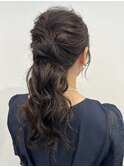 結婚式アレンジヘア 二次会ヘア ローポニーテールアレンジ