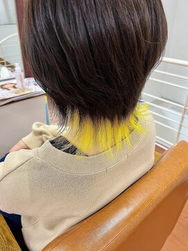 美容室 夢追い人 インナーカラーイエロー