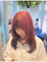 アース 郡山コスモス通り店(HAIR&MAKE EARTH)&nbsp;チェリーレッドのミディアムレイヤー
