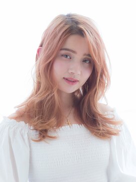 ノブ ヘアデザイン 戸塚店(NOB hairdesign) 〈NOB戸塚店〉愛され外ハネスパイラル巻きアプリコットオレンジ