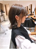 マロンベージュ Aラインボブドレスヘアかきあげロング