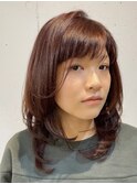 くびれヘア×チェリーブラウン
