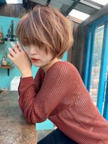 前髪ピンクベージュマチルダボブ【錦糸町/ショート】