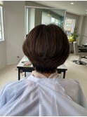 40代50代大人かわいい小顔くびれショートボブナチュラルブラウン