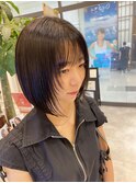 ボブ×顔まわりレイヤー×縮毛矯正