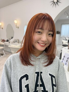 デビュー ヘアーメイク くびれヘア/アプリコットオレンジ/夏のヘアアレンジ/宜野湾