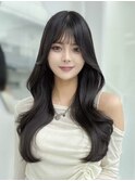 透明感ブルーブラック/赤味なしカラー/韓国くびれヘア/表参道