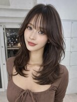 オニキス(ONYX)&nbsp;レイヤーカットグレージュミディアムハッシュカット韓国表参道