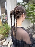 ツインお団子 シニヨン 編みおろし