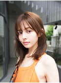 斜めバング/グレージュカラー/デザインカラー/シルキーベージュ