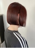 前下がりボブ　レッドブラウン