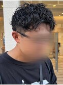 ビジネスショートメンズマッシュツイストパーマツーブロック