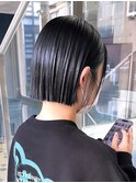 ダークグレーブルージュカラー暗髪透明感カラーブリーチなしボブ