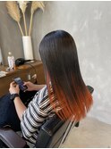 インナーカラー　オレンジ　担当AKIRA