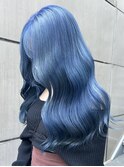 #コバルトブルー #レイヤーロング #ダブルカラー #ハイトーン