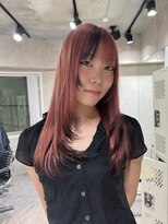 ハイプ(HYPE)&nbsp;ブリーチ&ダブルカラー/レイヤーカット/コーラルピンク/エンド