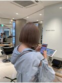 ミルクティーベージュ×ハイトーンボブ
