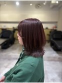 ブリーチなしピンクベージュカラーミディアムヘアくびれボブ