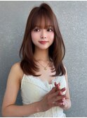 レイヤーカット ブラウンカラー　透明感カラー　ブリーチなし