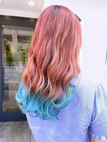 ヘアーメイクパウダー 天王寺寺田町店(Hair make powder) 小顔韓国ロングレイヤーテールカラーピンク派手髪20代30代40代