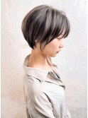 20代30代40代グレイアッシュひし形/耳掛け小顔ショート/西新井Z