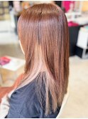 20代30代インナーカラーブラウン×ミルクティーベージュ透明感