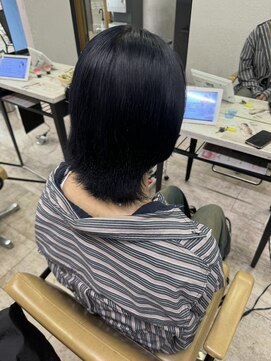 アジールヘア 所沢プロペ通り店(agir hair) ブルーブラック黒髪ネビージュ小顔カットケアブリーチ所沢韓国