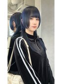 ハイレイヤーウルフ姫カット大人可愛いストレートブルーブラック