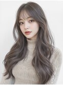 三宮　韓国レイヤーカット　顔まわりカット　オリーブベージュ