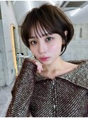 韓国ボブハッシュカットレイヤーカットグレージュブリーチ無し