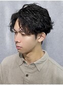 波巻きフェザーパーマ大分メンズセンターパート