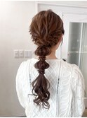 お呼ばれ 二次会 ポニーテール 編みおろし 結婚式 パーティー